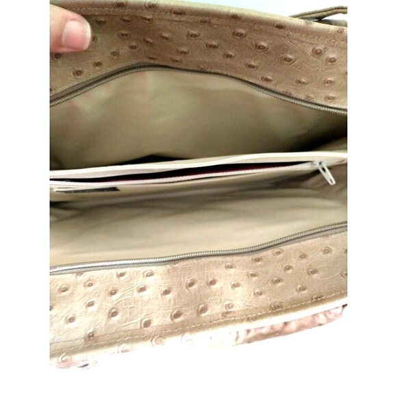 Original By Caprice Faux Ostrich Convertible Shoulder Bag Purse Beige 13 x 12 - Picture 12 of 12